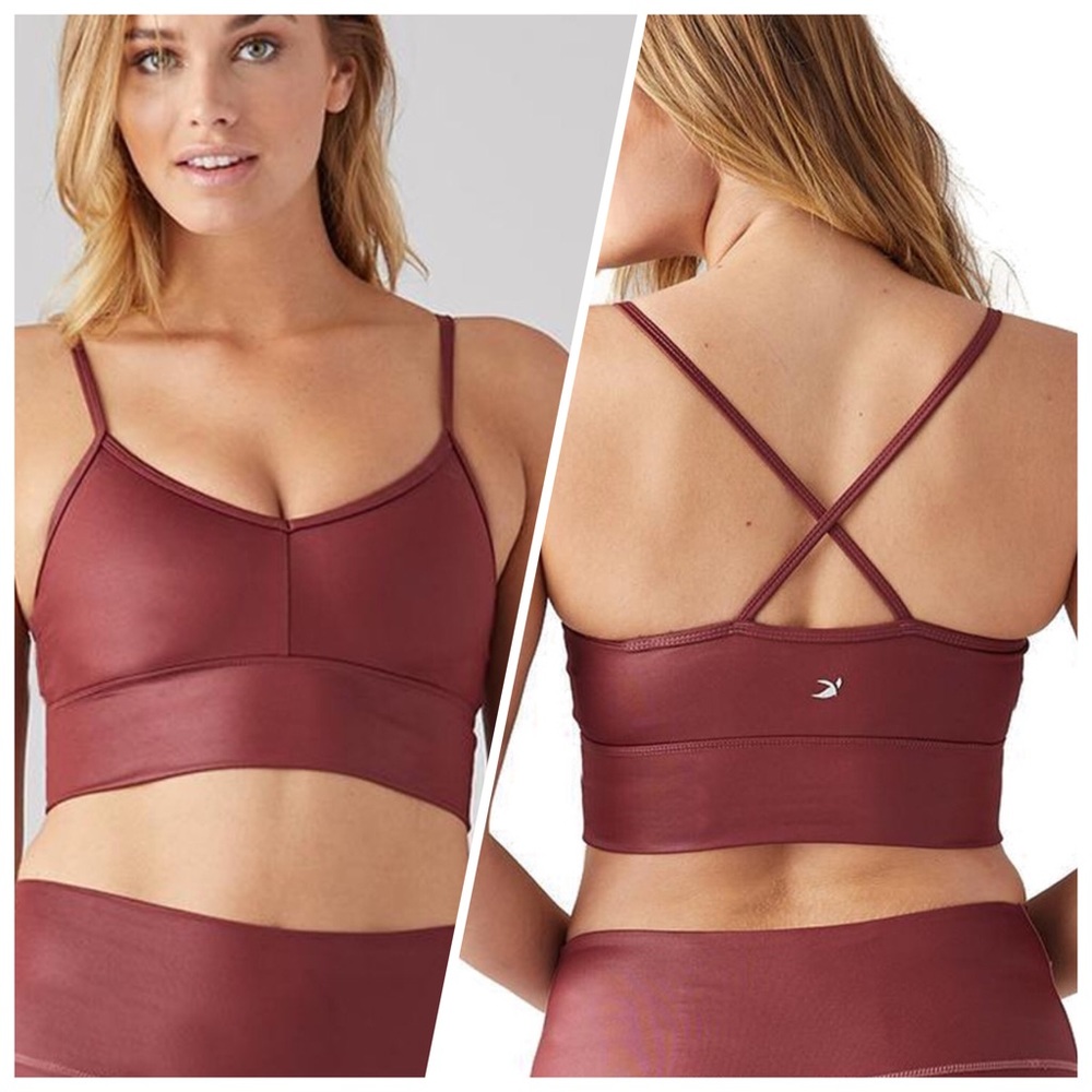 GLYDER NWT Premier Sports Bra Crossback Glossy Oxblood Sz XS